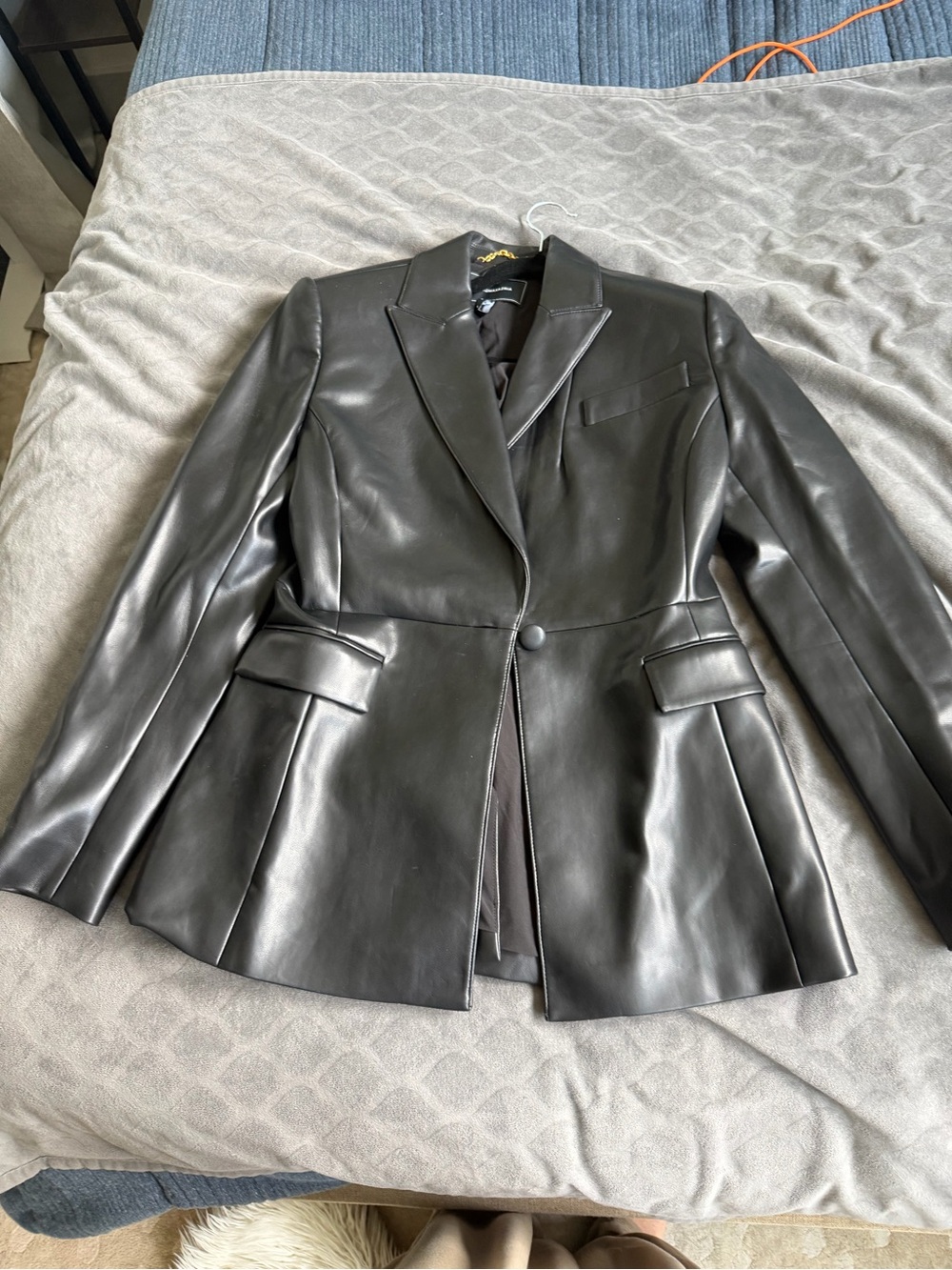 BCBG faux leather Blazer